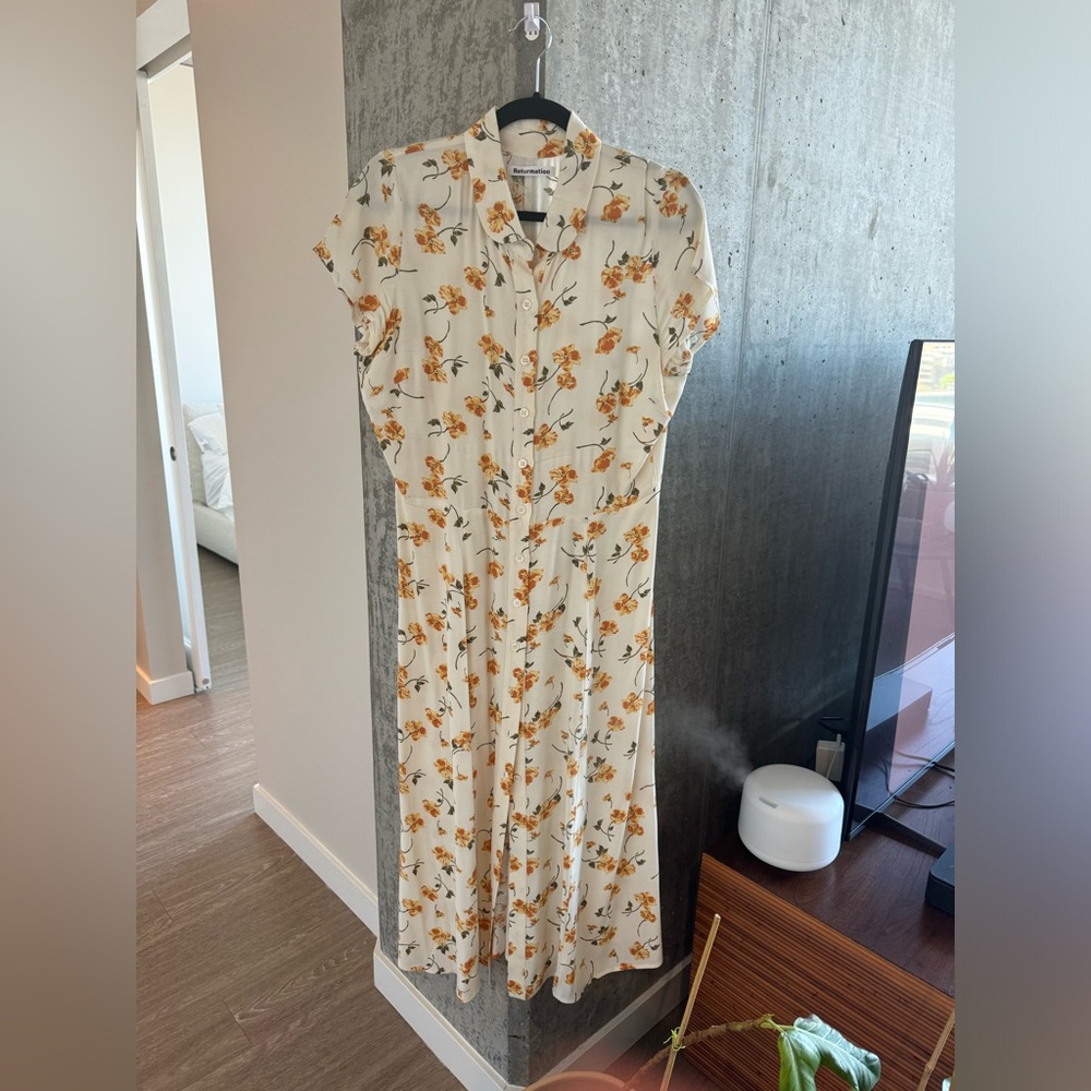 REFORMATION YELLOW FLORAL DRESS